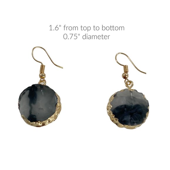 Pendant Earrings Natural Stone 3/4" Diameter - Picture 2 of 3